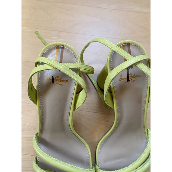 SAM Edelman Bnwot "Kia" Ankle Strap Block Heel Lime Green Women New - Picture 3 of 10
